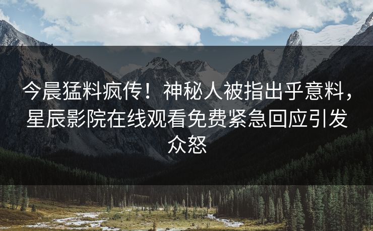 今晨猛料疯传！神秘人被指出乎意料，星辰影院在线观看免费紧急回应引发众怒