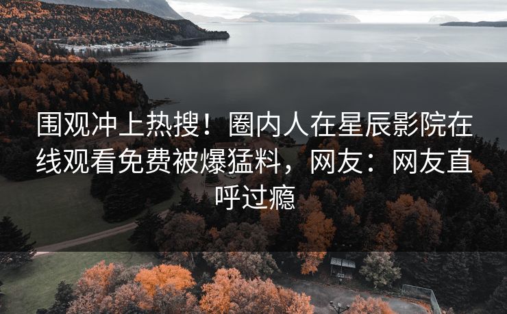 围观冲上热搜！圈内人在星辰影院在线观看免费被爆猛料，网友：网友直呼过瘾
