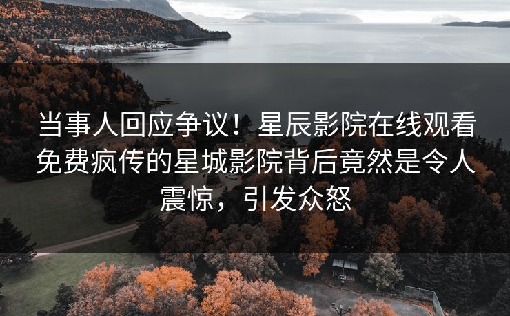 当事人回应争议！星辰影院在线观看免费疯传的星城影院背后竟然是令人震惊，引发众怒
